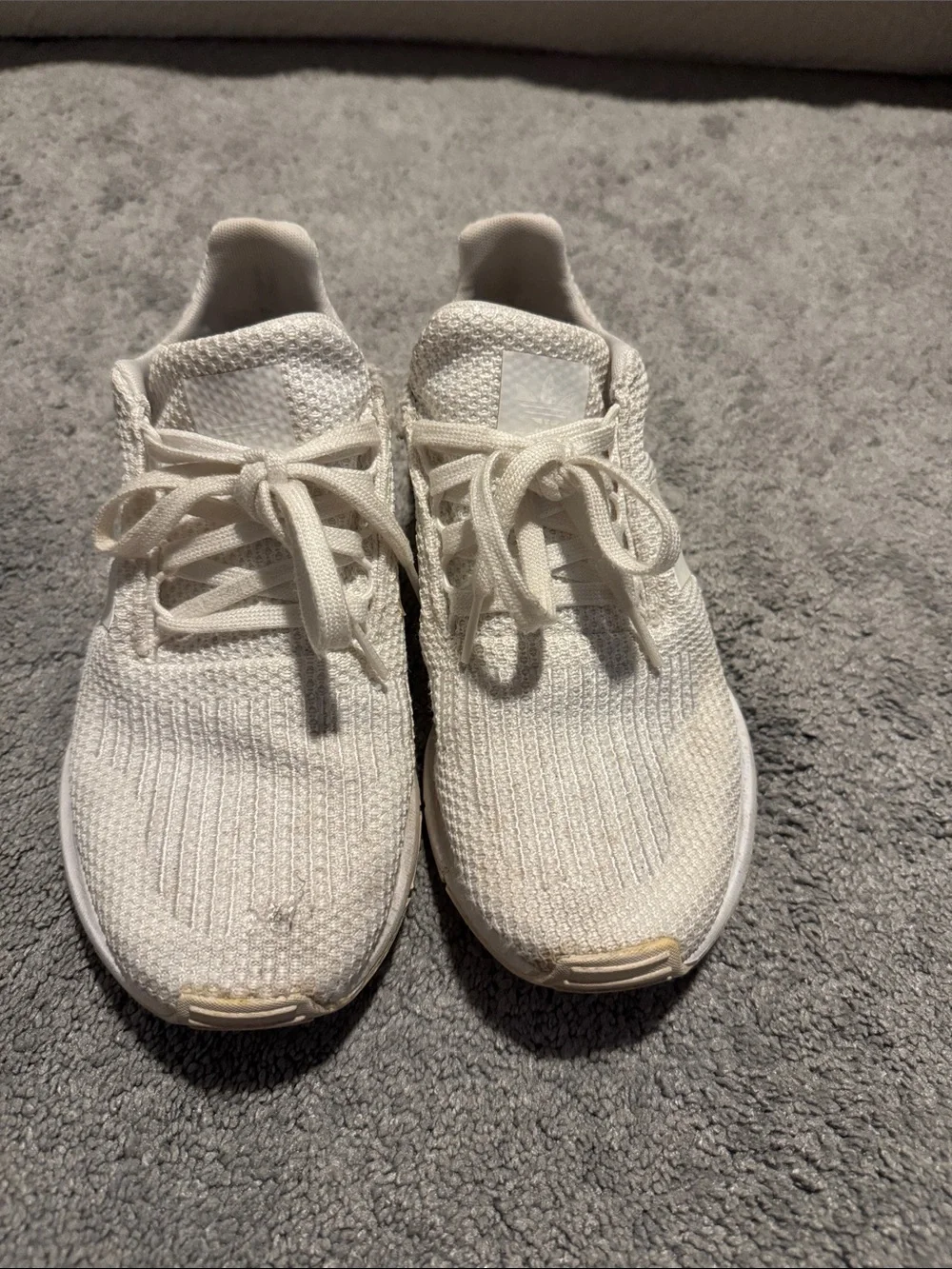 Adidas Kids Cream Knit Lace-Up Sneakers